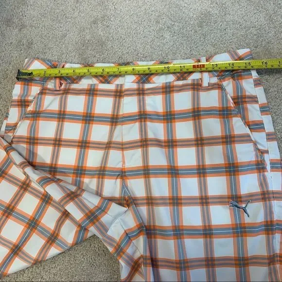 Puma White, Orange & Brown Plaid Straight Leg Golf Pants - Picture 7 of 10